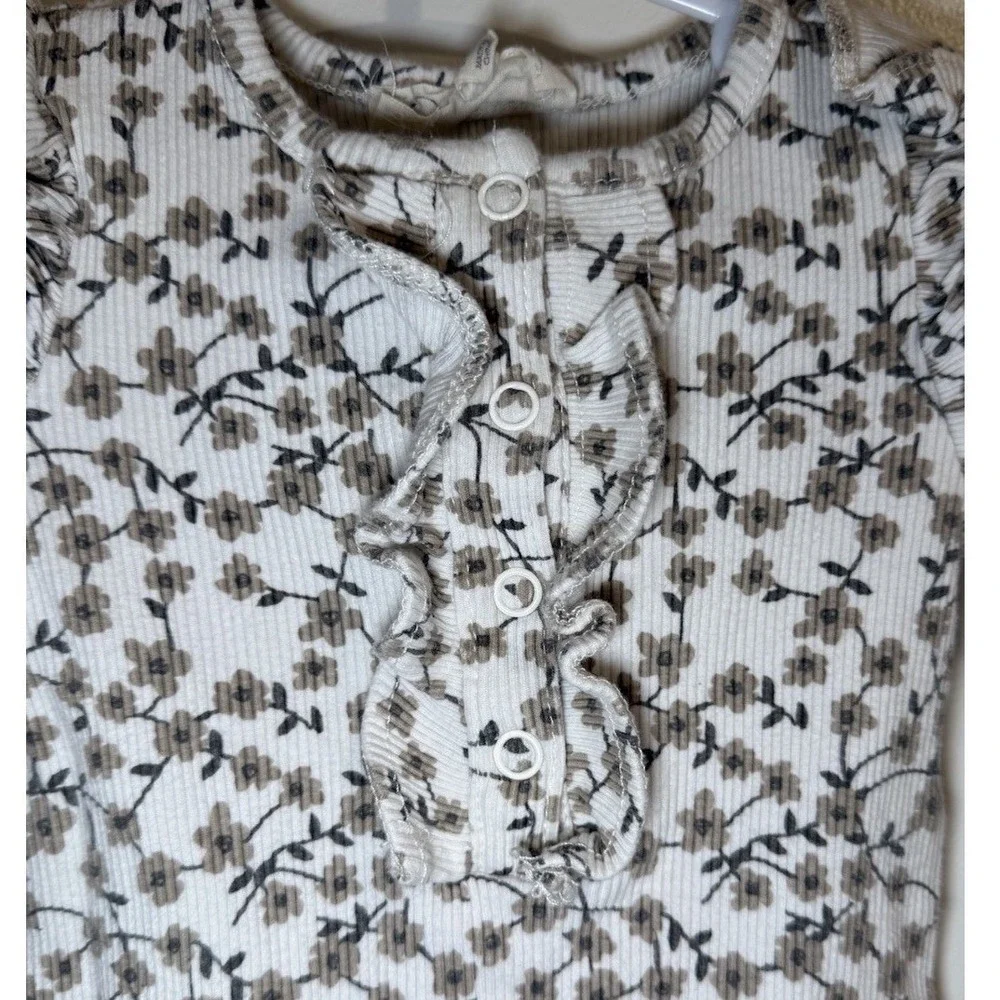 Jessica Simpson Baby‎ Girls Floral Ribbed Ruffle Romper Jumpsuit One Piece  3-6M